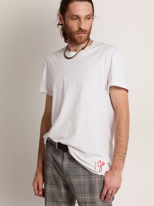 Collection T-shirt in white with a distressed treatment FN20N759 Men Golden Goose