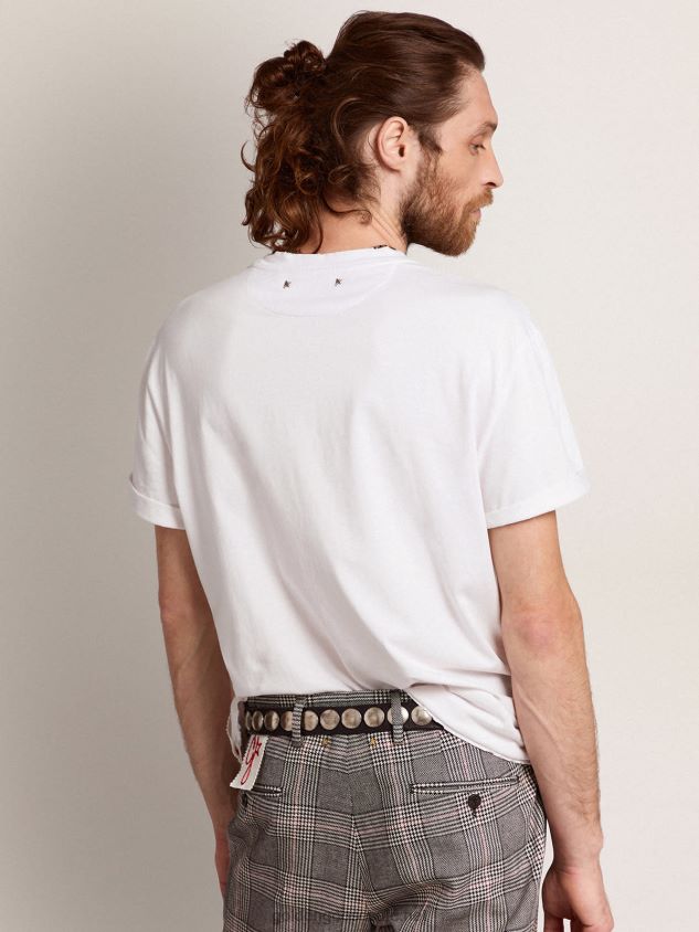 Collection T-shirt in white with a distressed treatment FN20N759 Men Golden Goose