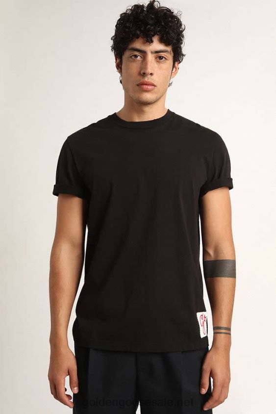 Collection distressed T-shirt in vintage black FN20N824 Men Golden Goose