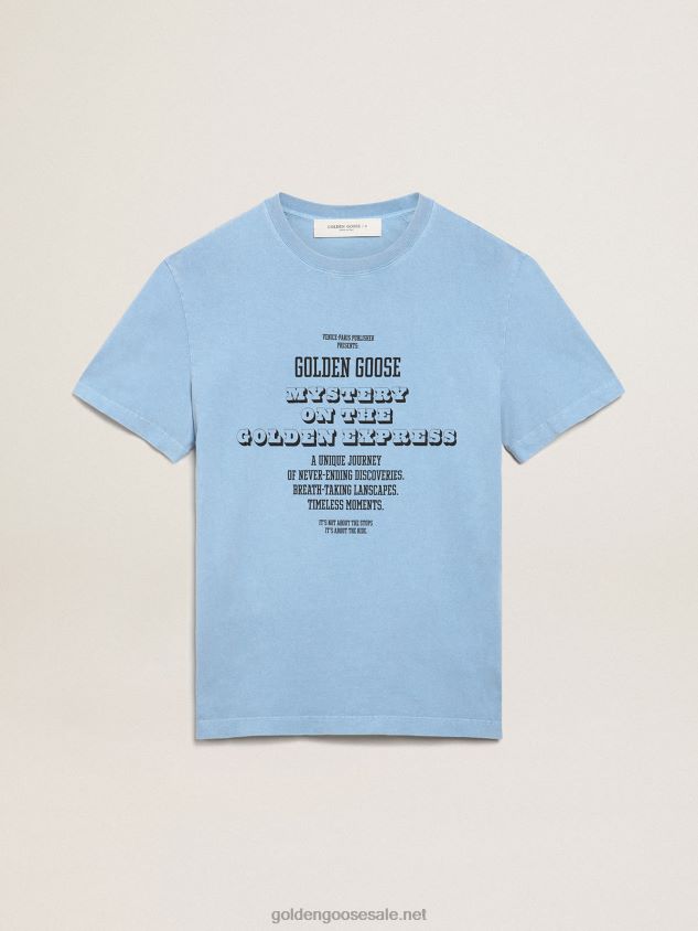 Harbor-blue Journey Collection T-shirt with contrasting black Golden Goose Mystery On The Golden Express print FN20N747 Men