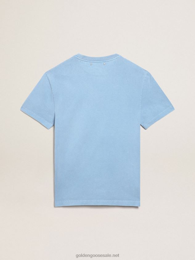 Harbor-blue Journey Collection T-shirt with contrasting black Golden Goose Mystery On The Golden Express print FN20N747 Men