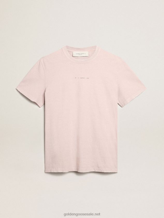 Pale pink T-shirt with lettering in the center FN20N795 Men Golden Goose