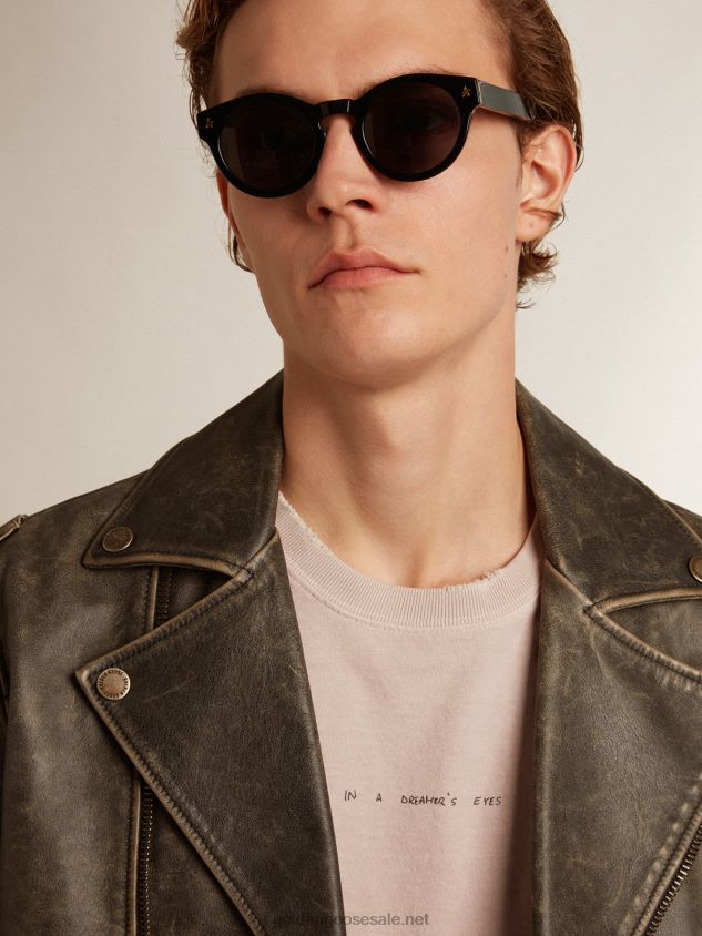 Pale pink T-shirt with lettering in the center FN20N795 Men Golden Goose