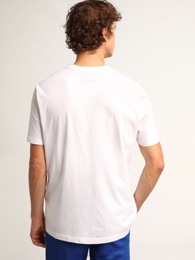 Star Collection T-shirt in white with contrasting red star on the front FN20N736 Men Golden Goose