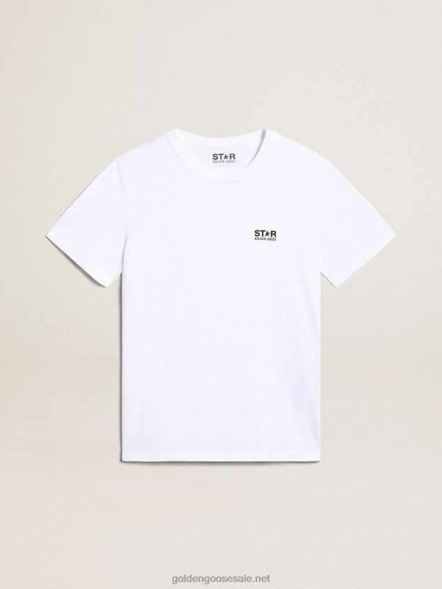 White Collection T-shirt with contrasting black logo on the front FN20N777 Men Golden Goose