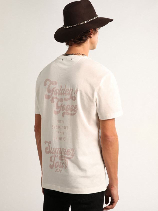 White Journey Collection T-shirt with lilac double print FN20N695 Men Golden Goose