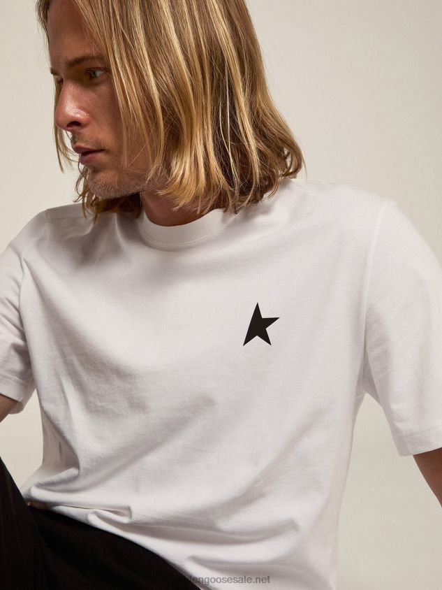 White Star Collection T-shirt with black star on the front FN20N697 Men Golden Goose