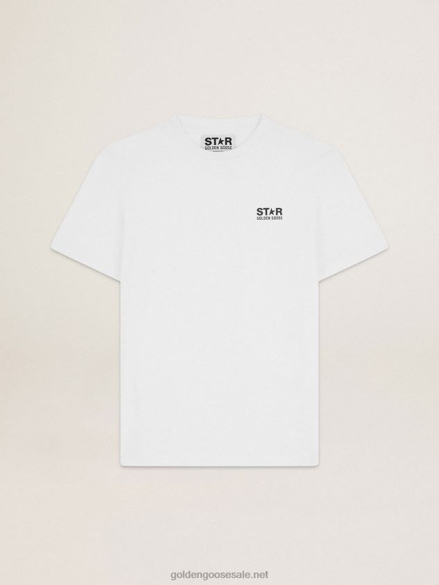 White Star Collection T-shirt with contrasting black logo and star FN20N702 Men Golden Goose
