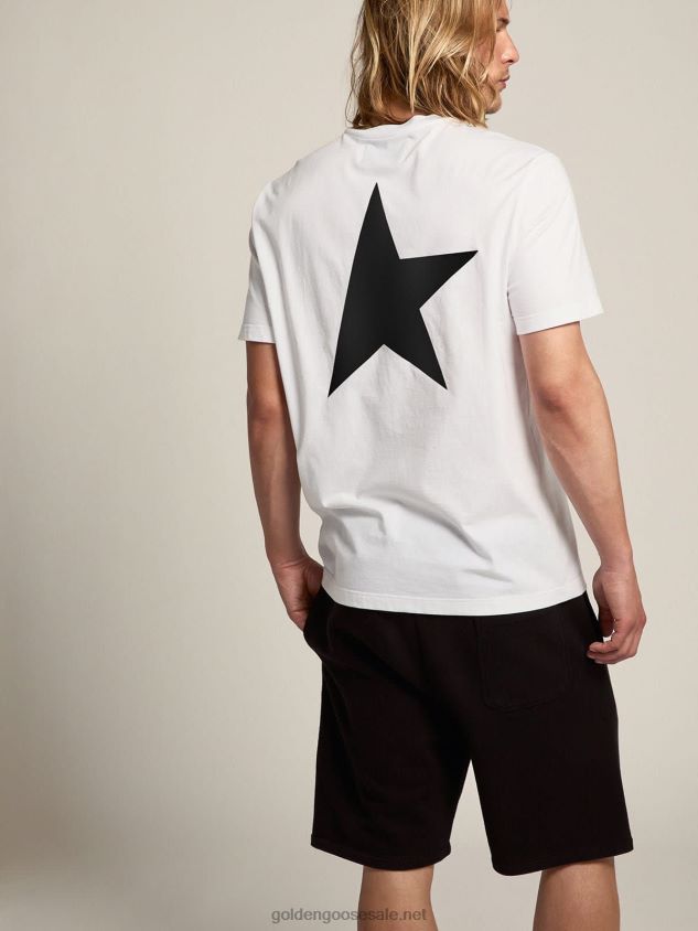 White Star Collection T-shirt with contrasting black logo and star FN20N702 Men Golden Goose