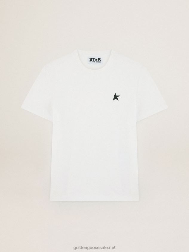 White Star Collection T-shirt with contrasting green star on the front FN20N821 Men Golden Goose
