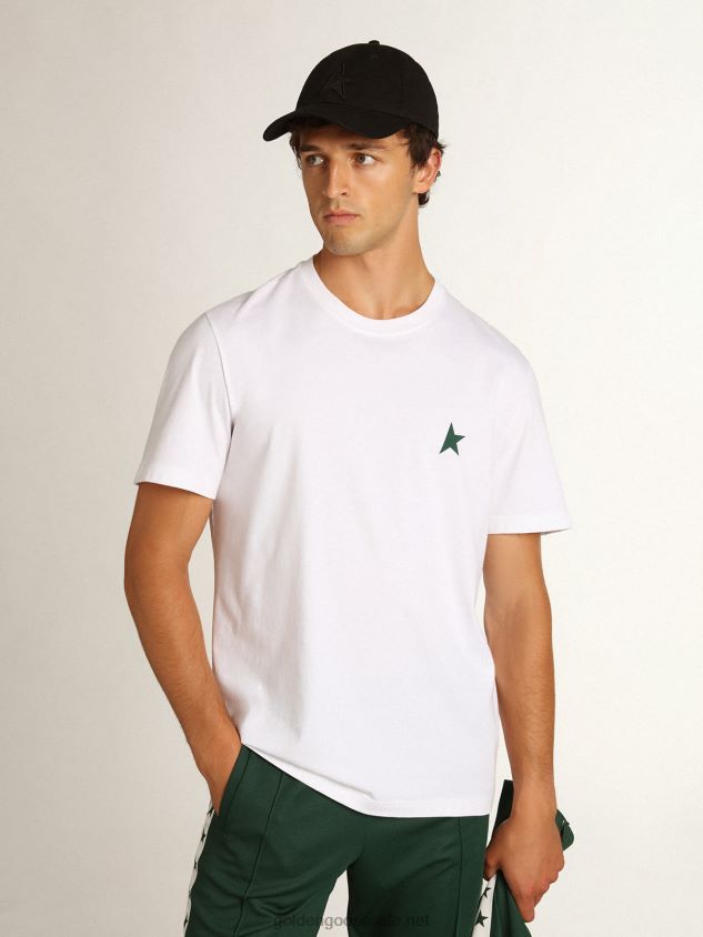 White Star Collection T-shirt with contrasting green star on the front FN20N821 Men Golden Goose