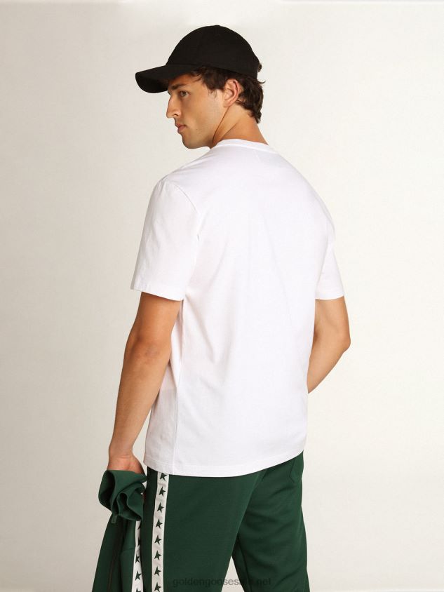 White Star Collection T-shirt with contrasting green star on the front FN20N821 Men Golden Goose