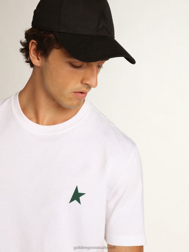 White Star Collection T-shirt with contrasting green star on the front FN20N821 Men Golden Goose
