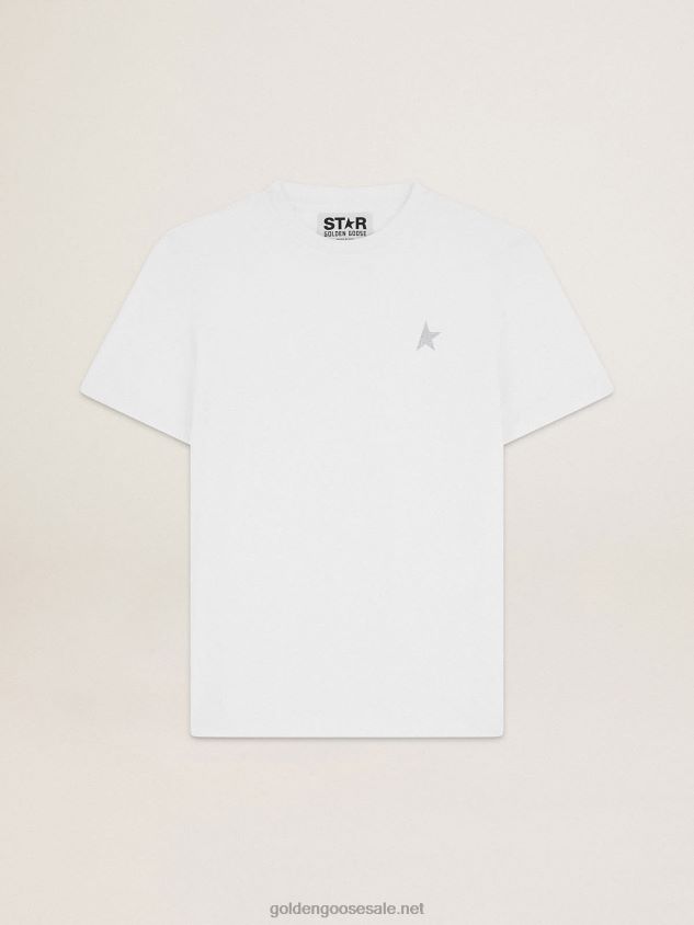 White Star Collection T-shirt with star in silver glitter on the front FN20N706 Men Golden Goose