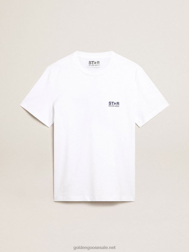 white T-shirt with dark blue star on the back FN20N797 Men Golden Goose