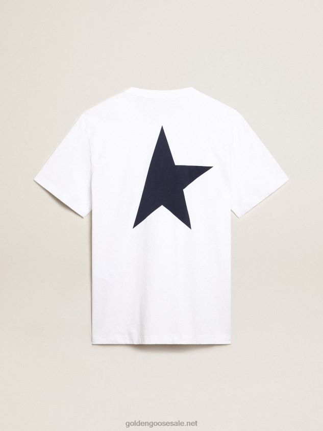 white T-shirt with dark blue star on the back FN20N797 Men Golden Goose