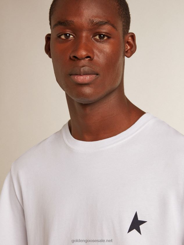 white T-shirt with dark blue star on the front FN20N796 Men Golden Goose