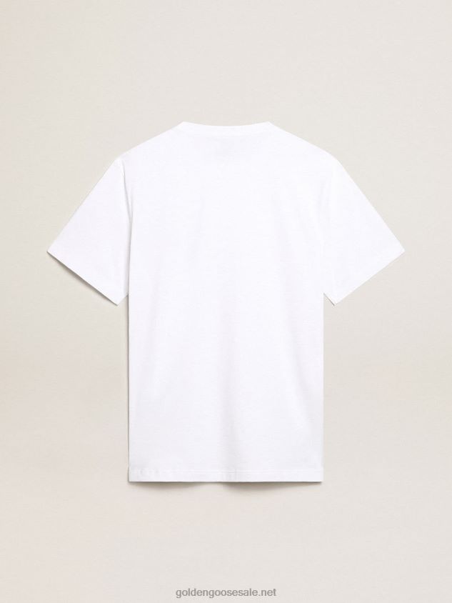 white T-shirt with dark blue star on the front FN20N796 Men Golden Goose
