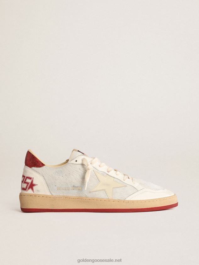Ball Star LTD CNY in white pony skin with leather star FN20N619 Men Golden Goose