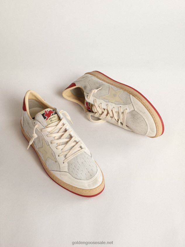 Ball Star LTD CNY in white pony skin with leather star FN20N619 Men Golden Goose