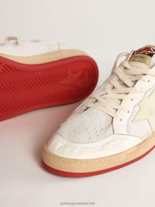 Ball Star LTD CNY in white pony skin with leather star FN20N619 Men Golden Goose