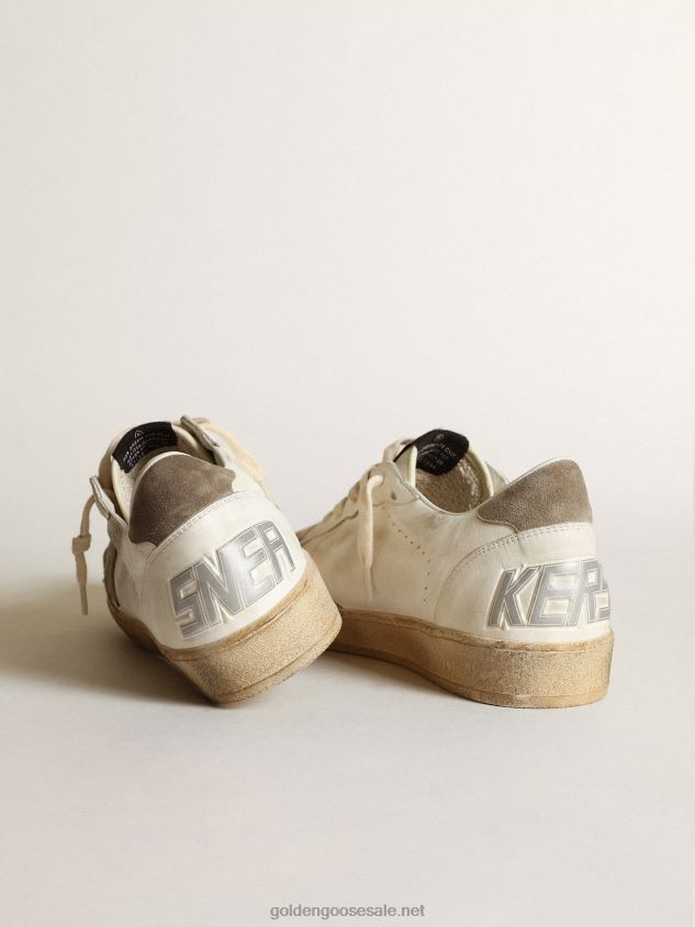 Ball Star LTD sneakers in white nappa leather with dove-gray suede star and heel tab FN20N634 Men Golden Goose