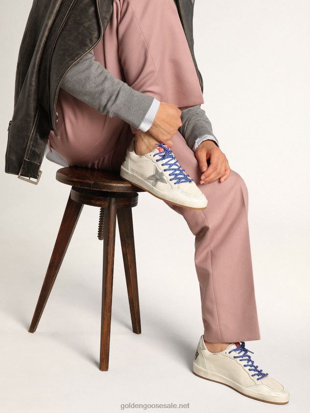 Ball Star LTD sneakers in white nappa leather with silver laminated leather star and heel tab FN20N535 Men Golden Goose