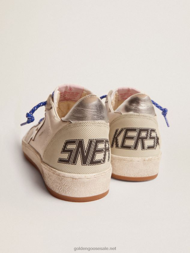 Ball Star LTD sneakers in white nappa leather with silver laminated leather star and heel tab FN20N535 Men Golden Goose