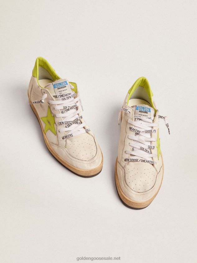 Ball Star LTD sneakers with lime-green leather star and heel tab FN20N545 Men Golden Goose