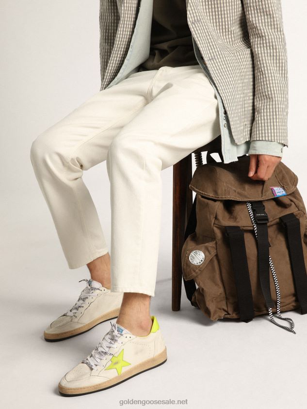 Ball Star LTD sneakers with lime-green leather star and heel tab FN20N545 Men Golden Goose