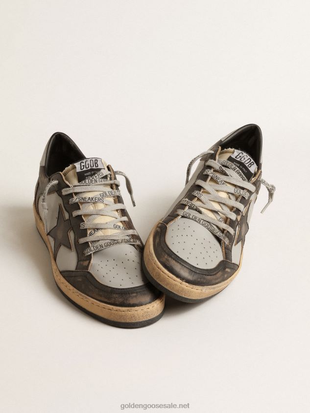 Ball Star in gray and black leather with black star FN20N667 Men Golden Goose