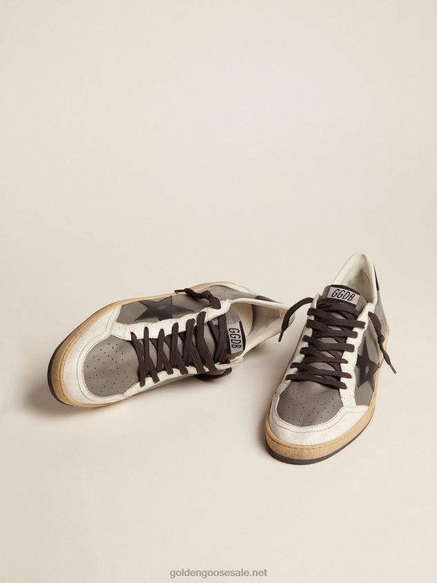 Ball Star in gray leather with a black leather star and heel tab FN20N669 Men Golden Goose