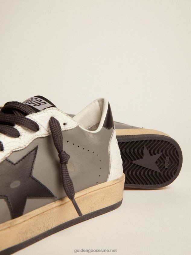 Ball Star in gray leather with a black leather star and heel tab FN20N669 Men Golden Goose
