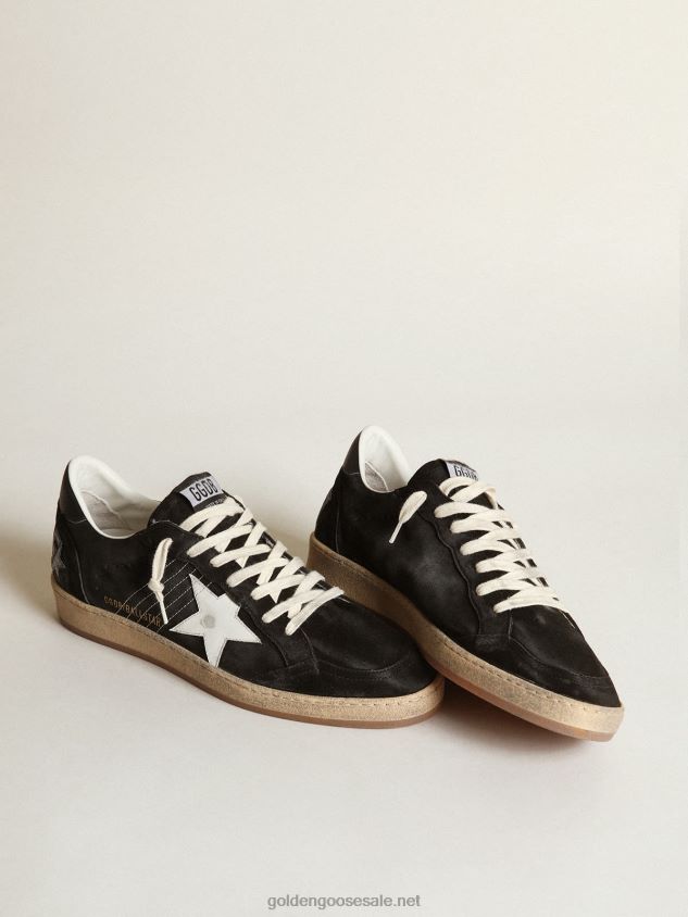 Ball Star sneakers in black suede with white leather star and black leather heel tab FN20N546 Men Golden Goose