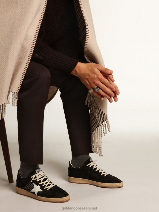 Ball Star sneakers in black suede with white leather star and black leather heel tab FN20N546 Men Golden Goose