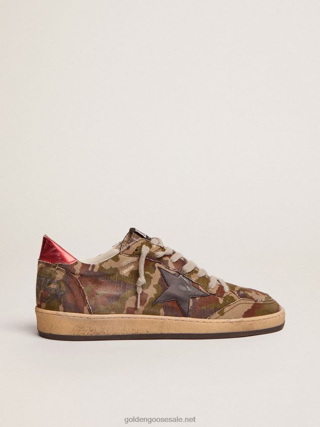 Ball Star sneakers in camouflage ripstop fabric with midnight-blue leather star FN20N560 Men Golden Goose