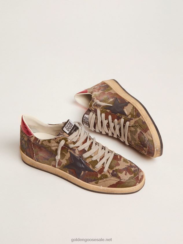 Ball Star sneakers in camouflage ripstop fabric with midnight-blue leather star FN20N560 Men Golden Goose