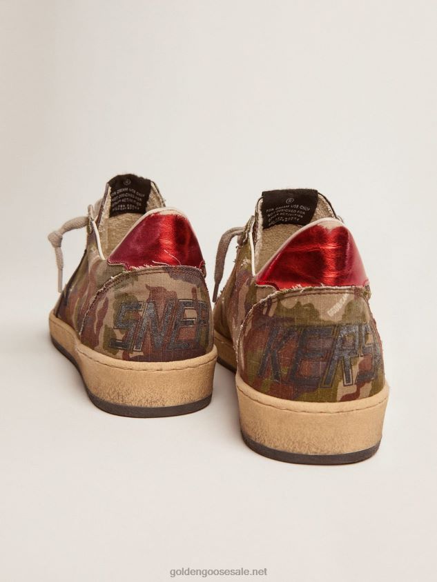 Ball Star sneakers in camouflage ripstop fabric with midnight-blue leather star FN20N560 Men Golden Goose