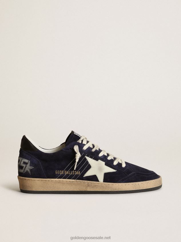 Ball Star sneakers in dark blue suede with off-white nubuck star and black nappa leather heel tab FN20N679 Men Golden Goose