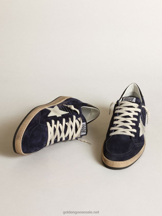 Ball Star sneakers in dark blue suede with off-white nubuck star and black nappa leather heel tab FN20N679 Men Golden Goose