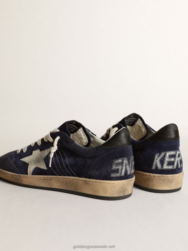 Ball Star sneakers in dark blue suede with off-white nubuck star and black nappa leather heel tab FN20N679 Men Golden Goose