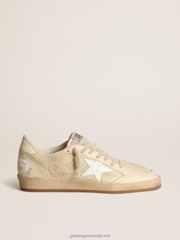 Ball Star sneakers in milk-white nylon with white leather star and milk-white leather heel tab FN20N515 Men Golden Goose