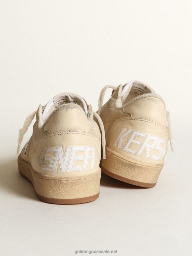 Ball Star sneakers in milk-white nylon with white leather star and milk-white leather heel tab FN20N515 Men Golden Goose