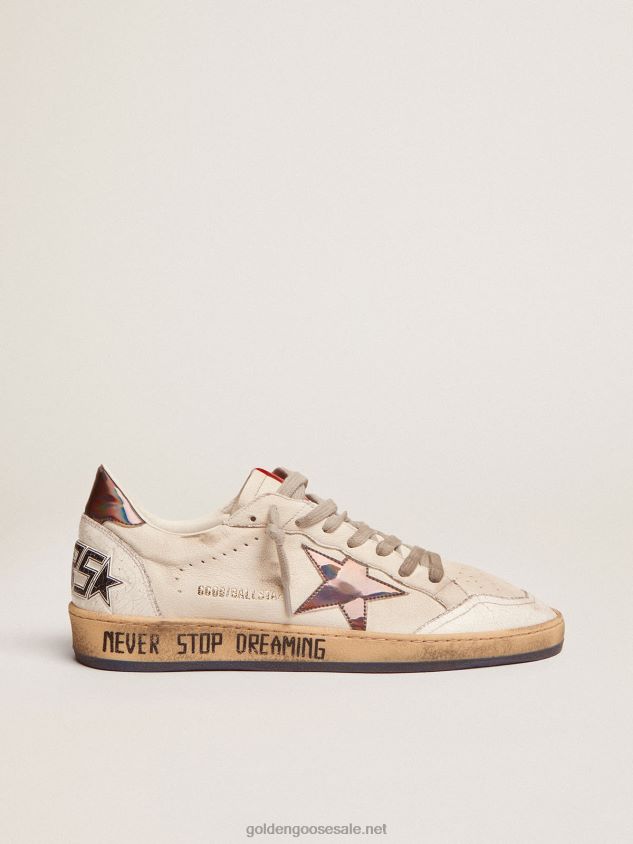 Ball Star sneakers in nappa leather with holographic inserts and lettering on the sole FN20N601 Men Golden Goose