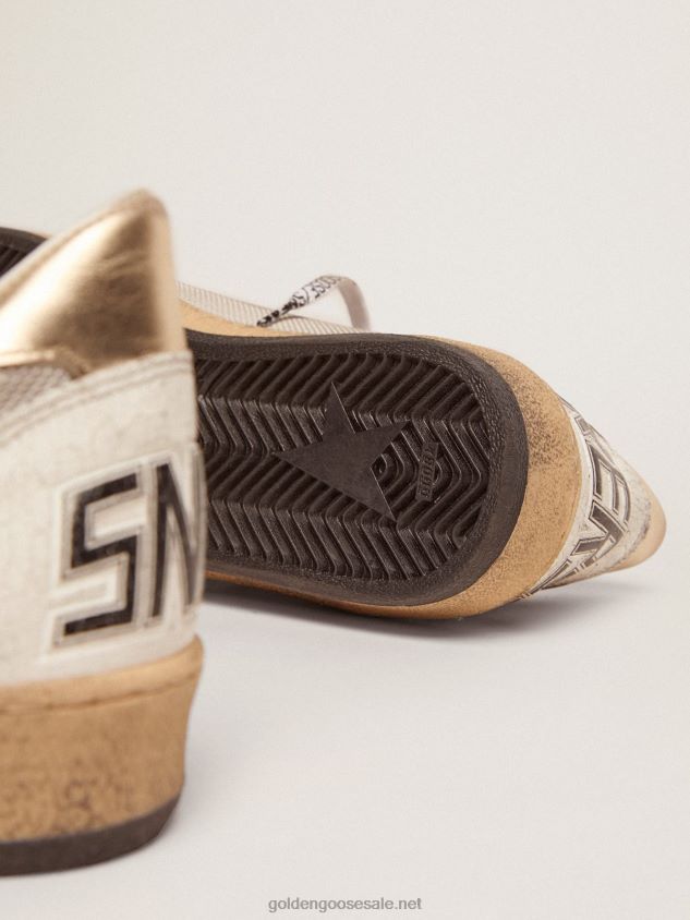 Ball Star sneakers in pale silver mesh with red leather star FN20N520 Men Golden Goose