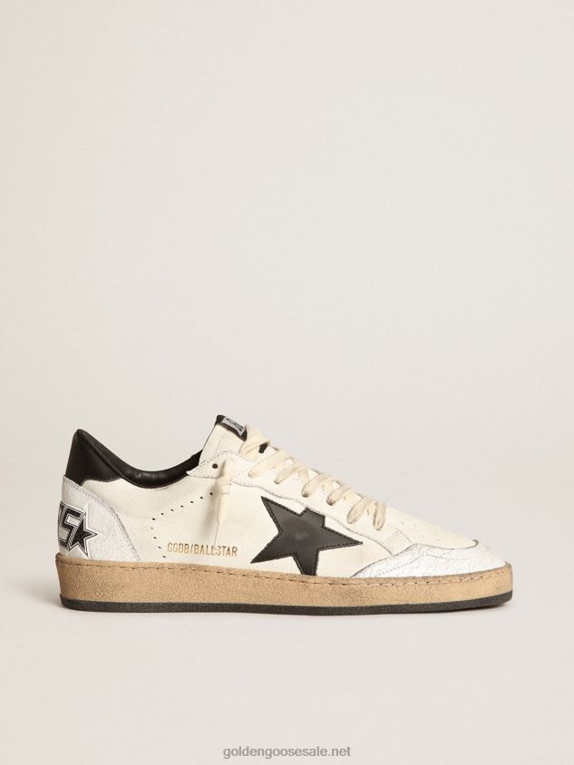 Ball Star sneakers in white nappa leather with black leather star and heel tab FN20N516 Men Golden Goose