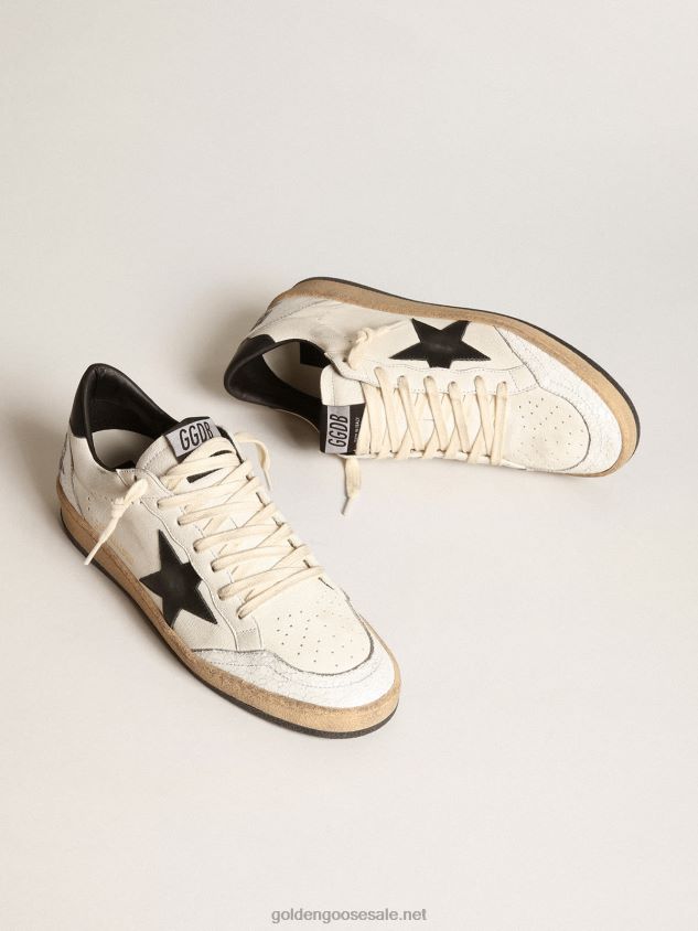 Ball Star sneakers in white nappa leather with black leather star and heel tab FN20N516 Men Golden Goose