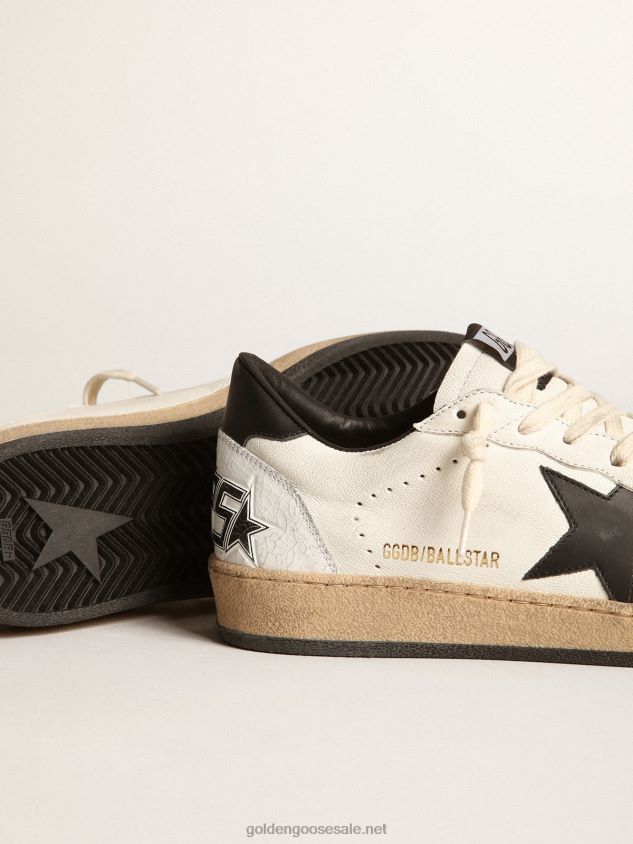 Ball Star sneakers in white nappa leather with black leather star and heel tab FN20N516 Men Golden Goose