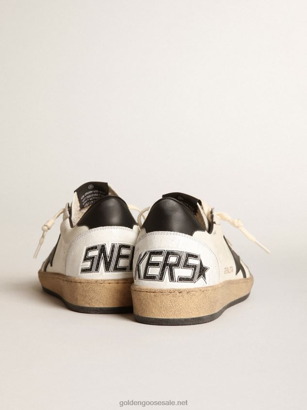 Ball Star sneakers in white nappa leather with black leather star and heel tab FN20N516 Men Golden Goose