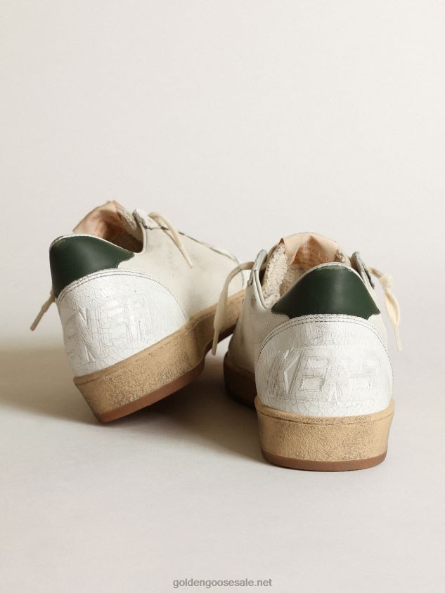 Ball Star sneakers in white nappa leather with dove-gray suede star and dark green leather heel tab FN20N529 Men Golden Goose